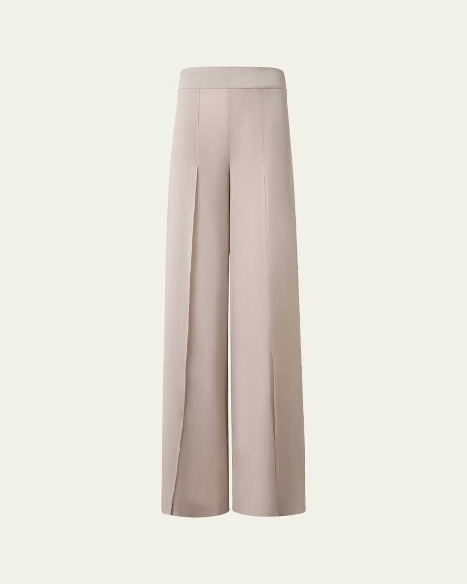 Fellia Silk Georgette Wide-Leg Slit Pants